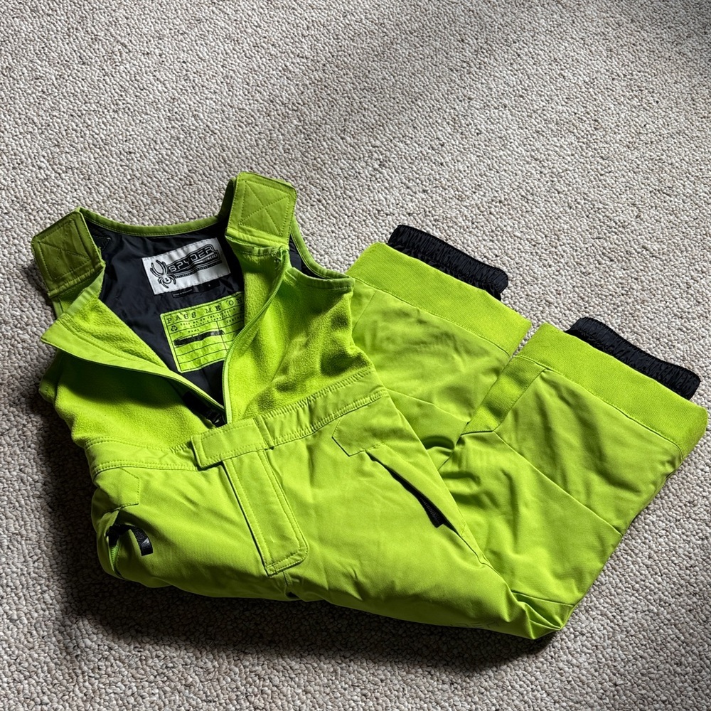 Spyder Kids Overalls in Bright Green